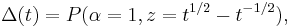 \Delta(t)=P(\alpha=1,z=t^{1/2}-t^{-1/2}),\,