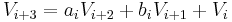  V_{i%2B3} = a_i V_{i%2B2} %2B b_i V_{i%2B1} %2B V_i 