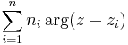 \sum_{i=1}^n n_i\arg(z-z_i)