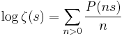 \log\zeta(s)=\sum_{n>0} \frac{P(ns)}{n}