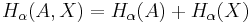 H_\alpha(A,X) = H_\alpha(A) %2B H_\alpha(X)\;