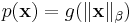 p(\mathbf x)=g(\|\mathbf x\|_\beta)