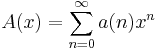 A(x) = \sum_{n=0}^\infty a(n) x^n