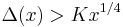 \Delta(x) > Kx^{1/4}