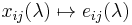 x_{ij}(\lambda) \mapsto e_{ij}(\lambda)