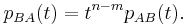  p_{BA}(t) = t^{n-m} p_{AB}(t).\,