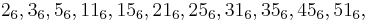 2_6,3_6,5_6,11_6,15_6,21_6,25_6,31_6,35_6,45_6,51_6,