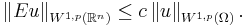 \left\| Eu\right\|_{W^{1,p}(\mathbb{R}^n)}\leq c\left\|u\right\|_{W^{1,p}(\Omega)}.