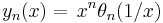 y_n(x)=\,x^{n}\theta_n(1/x)\,