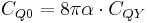 C_{Q0} = 8\pi \alpha \cdot C_{QY} \ 