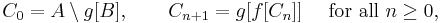 C_0=A\setminus g[B],\qquad C_{n%2B1}=g[f[C_n]]\quad \mbox{ for all }n\ge 0,