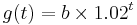 g(t) = b\times1.02^t