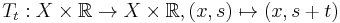 T_t:X\times\mathbb{R}\to X\times\mathbb{R}, (x,s)\mapsto (x,s%2Bt)