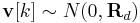 \mathbf{v}[k] \sim N(0,\mathbf R_d)