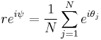 re^{i \psi} = \frac{1}{N} \sum_{j=1}^{N} e^{i \theta_j}  