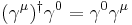 (\gamma^\mu)^\dagger\gamma^0 = \gamma^0\gamma^\mu \,