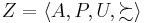 Z = \langle A, P, U, \succsim \rangle