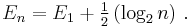 E_n = E_1 %2B \tfrac{1}{2} \left(\log_2 n \right)\,.