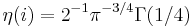 \eta(i) = 2^{-1}\pi^{-3/4}\Gamma(1/4)