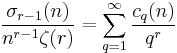 
\frac{\sigma_{r-1}(n)}{n^{r-1}\zeta(r)}=
\sum_{q=1}^\infty
\frac{c_q(n)}{q^{r}}
