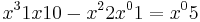 {x^3}1{x}10 - {x^2}2{x^0}1 = {x^0}5