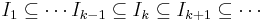 I_1\subseteq\cdots I_{k-1}\subseteq I_{k}\subseteq I_{k%2B1}\subseteq\cdots