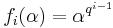 f_i(\alpha)=\alpha^{q^{i-1}}