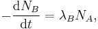  - \frac{\mathrm{d}N_B}{\mathrm{d}t} = \lambda_B N_A,