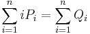 \sum_{i=1}^n iP_i=\sum_{i=1}^n Q_i