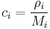 c_i = \frac{\rho_i}{M_i}