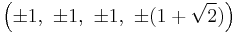 \left(\pm 1,\ \pm 1,\ \pm 1,\ \pm(1%2B\sqrt{2})\right)