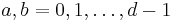  a,b = 0,1, \dots, d-1 