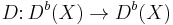 D \colon D^b(X)\to D^b(X) \,\!