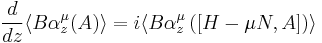 \frac{d}{dz}\langle B\alpha^\mu_z(A)\rangle = i\langle B\alpha^\mu_z\left(\left[H-\mu N,A\right]\right)\rangle