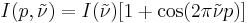 I(p,\tilde{\nu}) = I(\tilde{\nu})[1 %2B \cos(2\pi\tilde{\nu}p)]