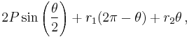 2 P \sin\left(\frac{\theta}{2}\right)%2Br_1(2\pi-\theta)%2Br_2{\theta}\, ,