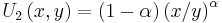 U_2\left(x,y\right)=(1-\alpha) \left(x/y\right)^{\alpha}