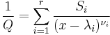 \frac{1}{Q}=\sum_{i=1}^{r}\frac{S_i}{(x-\lambda_i)^{\nu_i}}