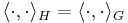 \langle \cdot, \cdot \rangle_H = \langle \cdot, \cdot \rangle_G