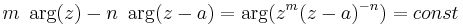 m\ \arg(z) - n\ \arg(z-a) = \arg(z^m (z-a)^{-n} ) = const