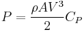 P = \frac{\rho A V^3}{2} C_P