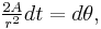 \tfrac{2A}{r^2}dt = d\theta,