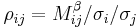 \rho_{ij} = M^\beta_{ij}/\sigma_i/\sigma_j