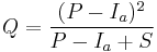 Q = \frac{(P-I_a)^2}{{P-I_a}%2BS}