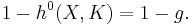 1-h^0(X,K)=1-g.