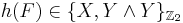 h(F) \in \{X, Y \wedge Y\}_{\mathbb{Z}_2}