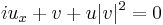 \displaystyle iu_x%2Bv%2Bu|v|^2=0