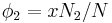 \phi_2  = xN_2/N\,