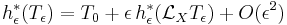 h_{\epsilon}^{*}(T_{\epsilon}) = T_{0} %2B \epsilon \, h_{\epsilon}^{*}(\mathcal{L}_{X}T_{\epsilon}) %2B O(\epsilon^{2})