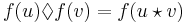 f(u) \Diamond f(v) = f(u \star v)